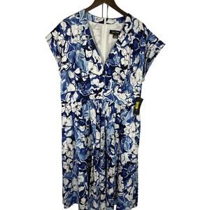 New Jessica Howard Blue White Floral Fit & Flare Dress Women's‎ 16 Feminine